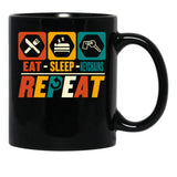 Eat Sleep Keychains Repeat - Funny Keyring Lover Black Coffee Mug, Gift Coffee Mug - Black