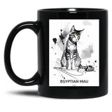 Egyptian Mau Cat Brush Sketch By Callisc Arts Black Coffee Mug, Gift Coffee Mug