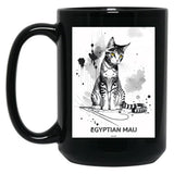 Egyptian Mau Cat Brush Sketch By Callisc Arts Black Coffee Mug, Gift Coffee Mug