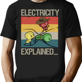Electricity Explained... Vintage Retro Minimalist Graphic T-Shirt - Unisex Streetwear Tee - Black