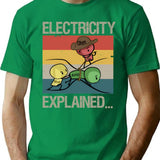 Electricity Explained... Vintage Retro Minimalist Graphic T-Shirt - Unisex Streetwear Tee - Green