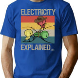 Electricity Explained... Vintage Retro Minimalist Graphic T-Shirt - Unisex Streetwear Tee - Blue