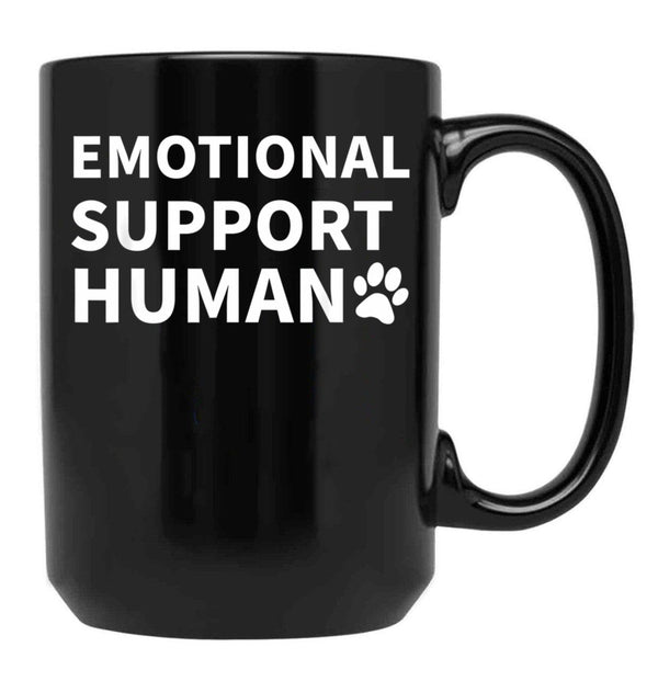Emotional Support Human Esa Service Dog Funny Black Coffee Mug, Gift Coffee Mug - Black