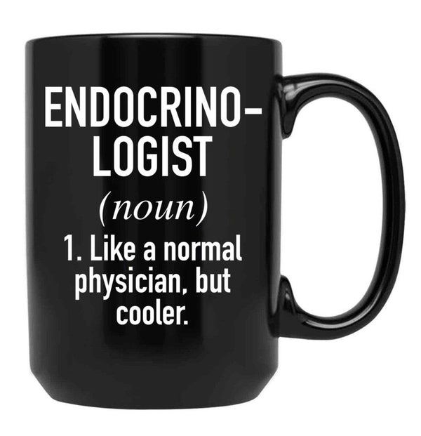 Endocrinologist Defined Black Coffee Mug, Gift Coffee Mug - Black