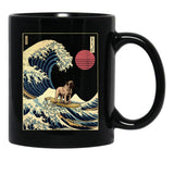 English Mastiff Kanagawa Japanese Surfing Wave Black Coffee Mug, Gift Coffee Mug - Black