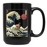 English Mastiff Kanagawa Japanese Surfing Wave Black Coffee Mug, Gift Coffee Mug - Black