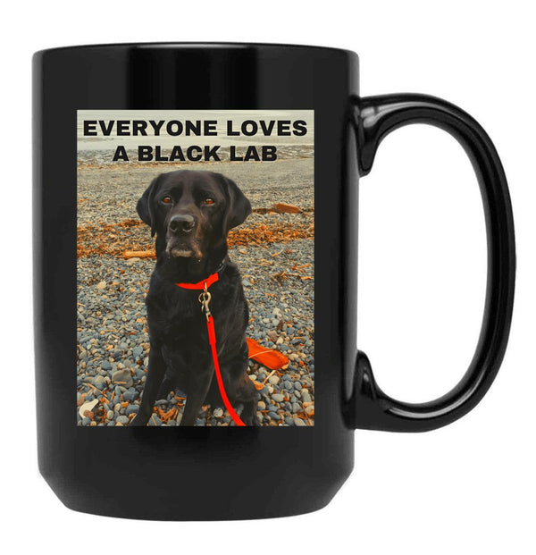 Everyone Loves A Black Lab - Black Labrador Dog Design Black Coffee Mug, Gift Coffee Mug - Black