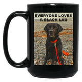 Everyone Loves A Black Lab - Black Labrador Dog Design Black Coffee Mug, Gift Coffee Mug