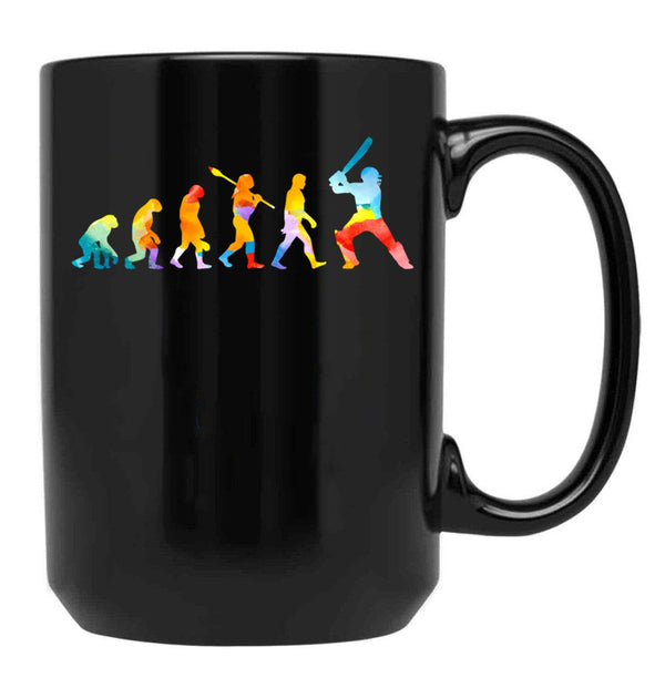 Evolution Watercolor Cricket Black Coffee Mug, Gift Coffee Mug - Black