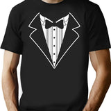 Fake Tux Tuxedo Suit Tie Minimalist Graphic T-Shirt - Unisex Streetwear Tee - Black