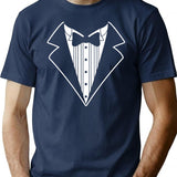 Fake Tux Tuxedo Suit Tie Minimalist Graphic T-Shirt - Unisex Streetwear Tee - Navy