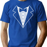 Fake Tux Tuxedo Suit Tie Minimalist Graphic T-Shirt - Unisex Streetwear Tee - Blue