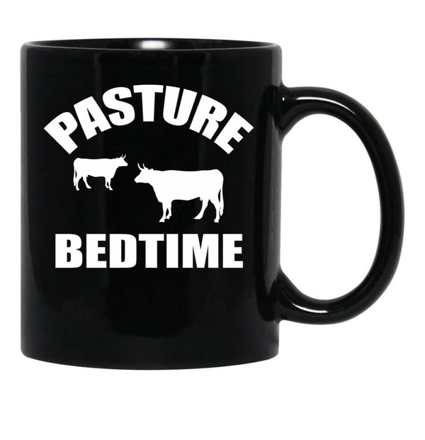 Farmer Cattle Cows Tshirts - Funny Cow Tshirt Pasture Bedtime Funny Cow Lovers Gift Idea Tshirt Black Coffee Mug, Gift Coffee Mug - Black