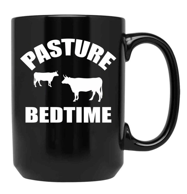 Farmer Cattle Cows Tshirts - Funny Cow Tshirt Pasture Bedtime Funny Cow Lovers Gift Idea Tshirt Black Coffee Mug, Gift Coffee Mug - Black