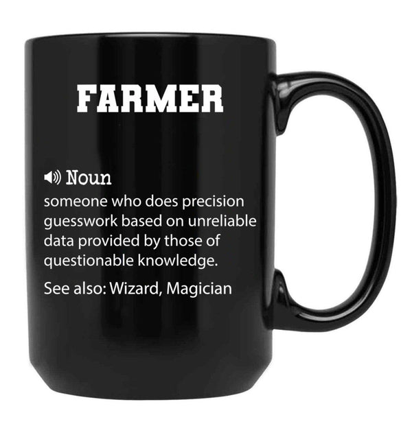 Farmer Definition Funny Farmer Quote Cool Gift For Farmer Lover Black Coffee Mug, Gift Coffee Mug - Black