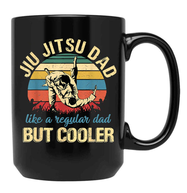 Fathers Day Jiu Jitsu Dad Training Father Vintage Funny Black Coffee Mug, Gift Coffee Mug - Black