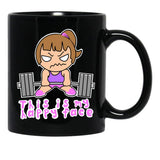Fitness Funny Barbell Girl Black Coffee Mug, Gift Coffee Mug - Black