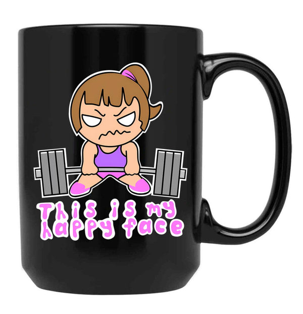 Fitness Funny Barbell Girl Black Coffee Mug, Gift Coffee Mug - Black