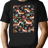 Flower And Deer Flexis00 Flexis Bootleg Graphic T-Shirt - Black