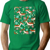 Flower And Deer Flexis00 Flexis Bootleg Graphic T-Shirt - Green