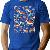 Flower And Deer Flexis00 Flexis Bootleg Graphic T-Shirt - Blue