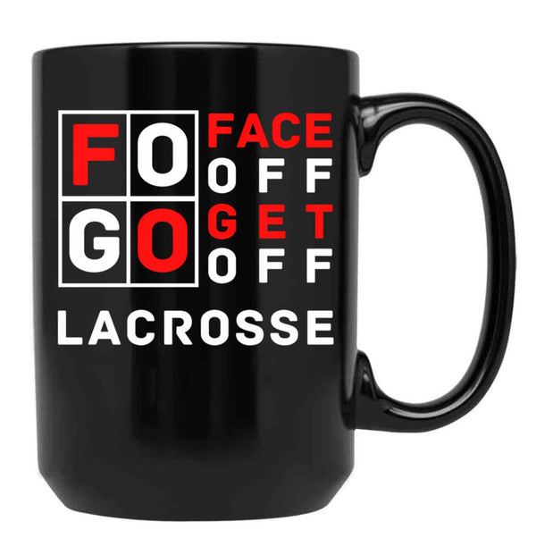 Fogo Face Off Get Off Lacrosse Design Black Coffee Mug, Gift Coffee Mug - Black