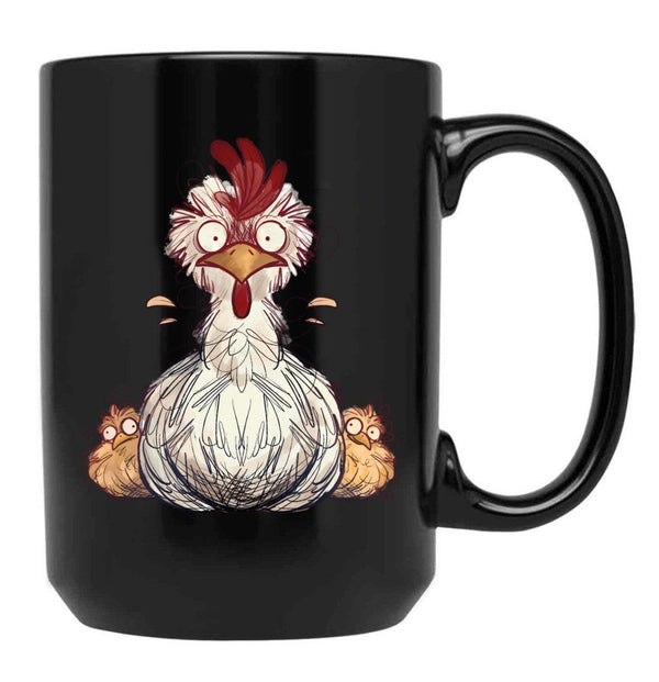 Frazzled Chickens Black Coffee Mug, Gift Coffee Mug - Black