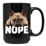French Bulldog Nope Black Coffee Mug, Gift Coffee Mug - Black