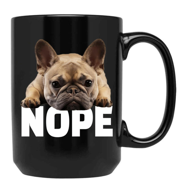 French Bulldog Nope Black Coffee Mug, Gift Coffee Mug - Black