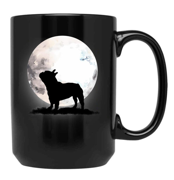 French Bulldog On The Moon Black Coffee Mug, Gift Coffee Mug - Black