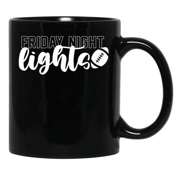 Friday Night Lights Football Game Day Spirit Black Coffee Mug, Gift Coffee Mug - Black
