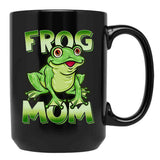 Frog Mom Cute Frog Lover Graphic Design Black Coffee Mug, Gift Coffee Mug - Black