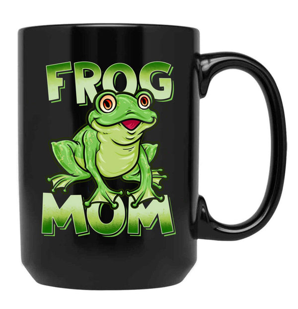 Frog Mom Cute Frog Lover Graphic Design Black Coffee Mug, Gift Coffee Mug - Black