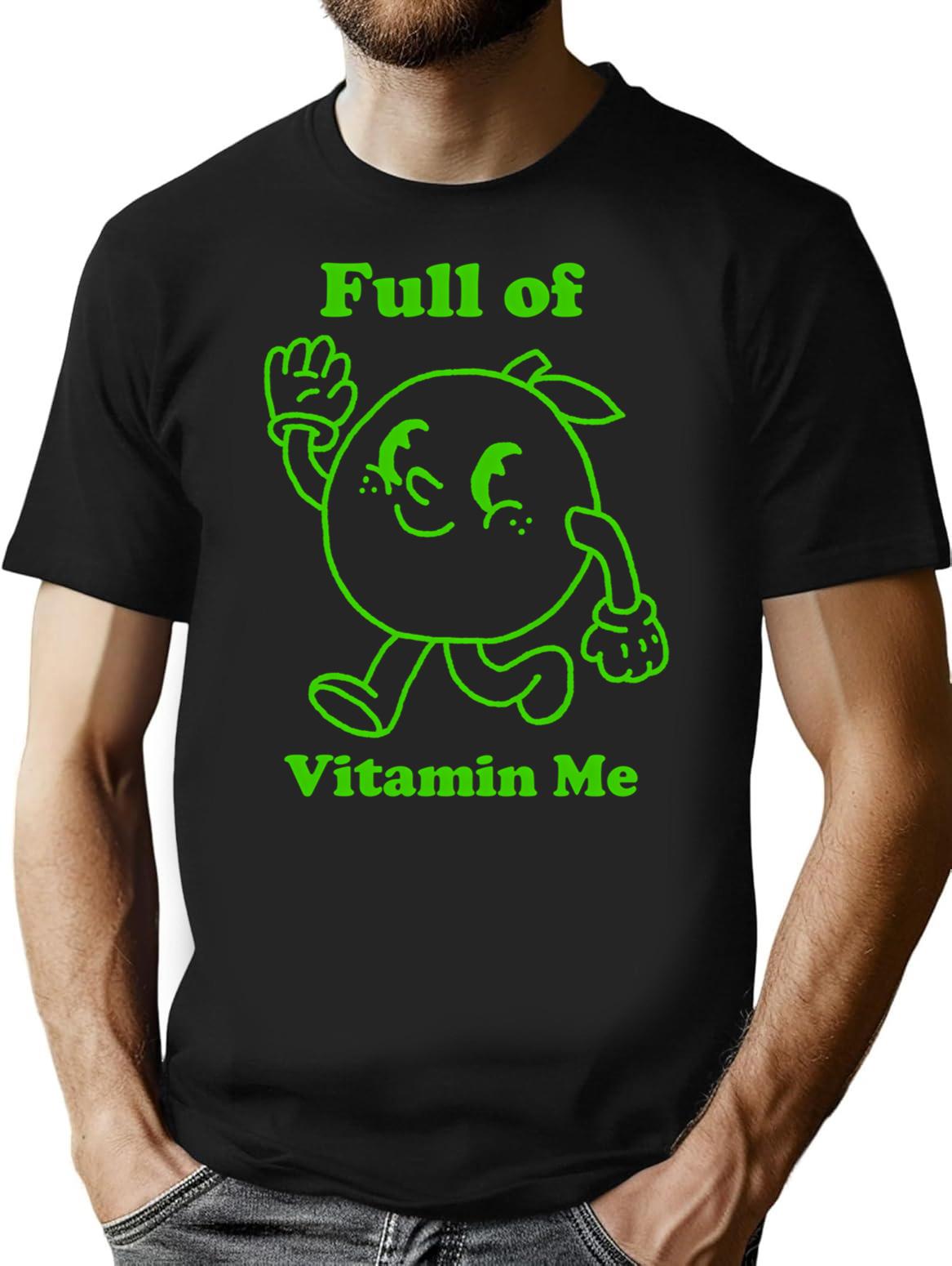 Full Of Vitamin Me Lime Vintage Design Minimalist Graphic T-Shirt - Unisex Streetwear Tee - Black