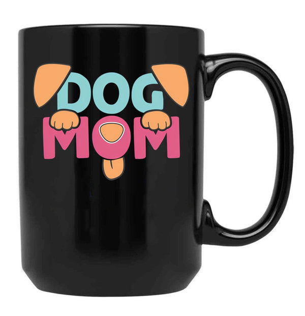 Full Time Dog Mom Funny Black Coffee Mug, Gift Coffee Mug - Black