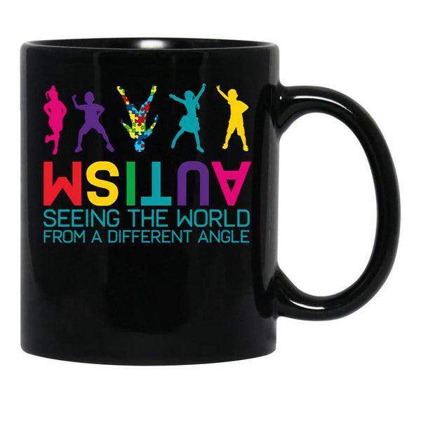 Funny Autism Awareness Seeing The World From Different Angles Black Coffee Mug, Gift Coffee Mug - Black