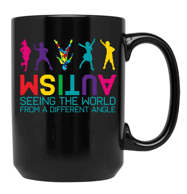 Funny Autism Awareness Seeing The World From Different Angles Black Coffee Mug, Gift Coffee Mug - Black