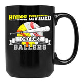 Funny Baseballoftball Divided House Ball Mom Black Coffee Mug, Gift Coffee Mug - Black