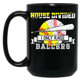 Funny Baseballoftball Divided House Ball Mom Black Coffee Mug, Gift Coffee Mug