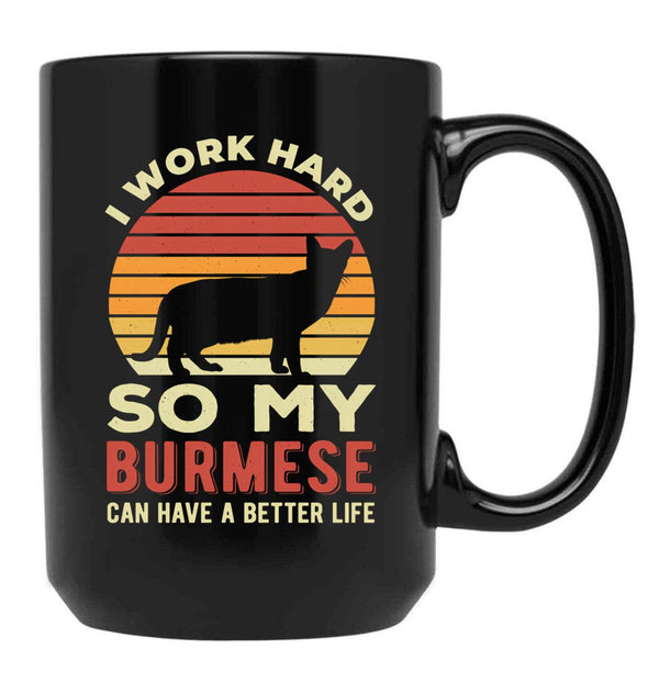 Funny Burmese Cat Black Coffee Mug, Gift Coffee Mug - Black