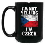 Funny Czech Gift I'M Not Yelling I'M Czech - Retro Czech Republic Flag - Czech Pride Black Coffee Mug, Gift Coffee Mug