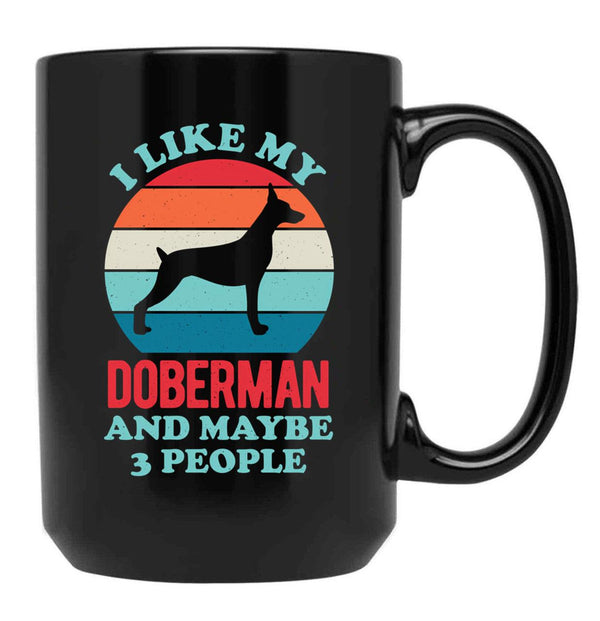 Funny Doberman Black Coffee Mug, Gift Coffee Mug - Black