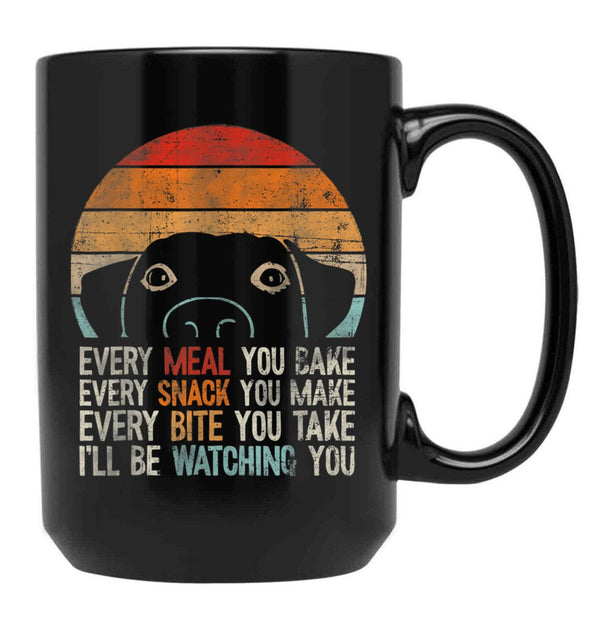 Funny Dog Retro Dog Tee I'Ll Be Watching You Dog Black Coffee Mug, Gift Coffee Mug - Black