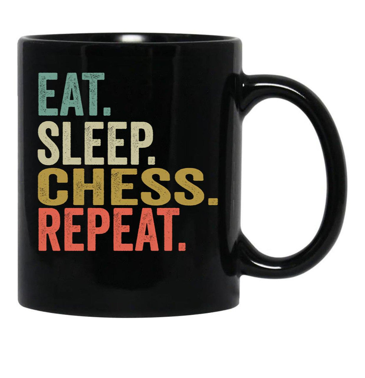 Funny Eat Sleep Chess Repeat Vintage Retro Chess Lover Gift Black Coffee Mug, Gift Coffee Mug - Black