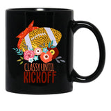 Funny Football Moms Women Classy Until Kickoff Black Coffee Mug, Gift Coffee Mug - Black