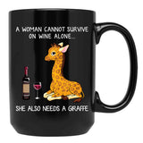 Funny Giraffe And Wine Black Coffee Mug, Gift Coffee Mug - Black