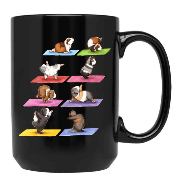 Funny Guinea Pig Yoga Position Workout Pet Animal Lover Black Coffee Mug, Gift Coffee Mug - Black