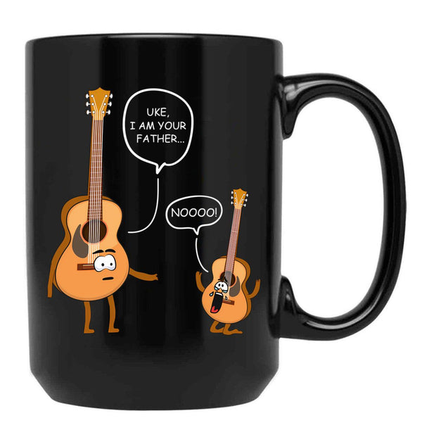 Funny Guitar Ukelele Uke I Am Your Father Black Coffee Mug, Gift Coffee Mug - Black