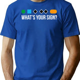 Funny Ski Skier Or Snowboard What'S Your Sign Gift Minimalist Graphic T-Shirt - Unisex Streetwear Tee - Blue