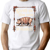 Giveth Me Thine Swine In Blankets Minimalist Graphic T-Shirt - Unisex Streetwear Tee - White